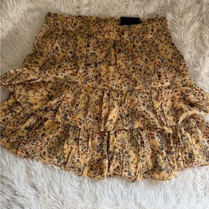 NWT Maurice’s ruffle Floral Yellow Tiered Skirt layered flowy skirt boho arsty